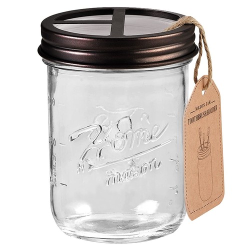 Mason Jar Toothbrush Holder - Premium Rustproof 304 Stainless Steel - Holds 2... - 第 1/7 張圖片