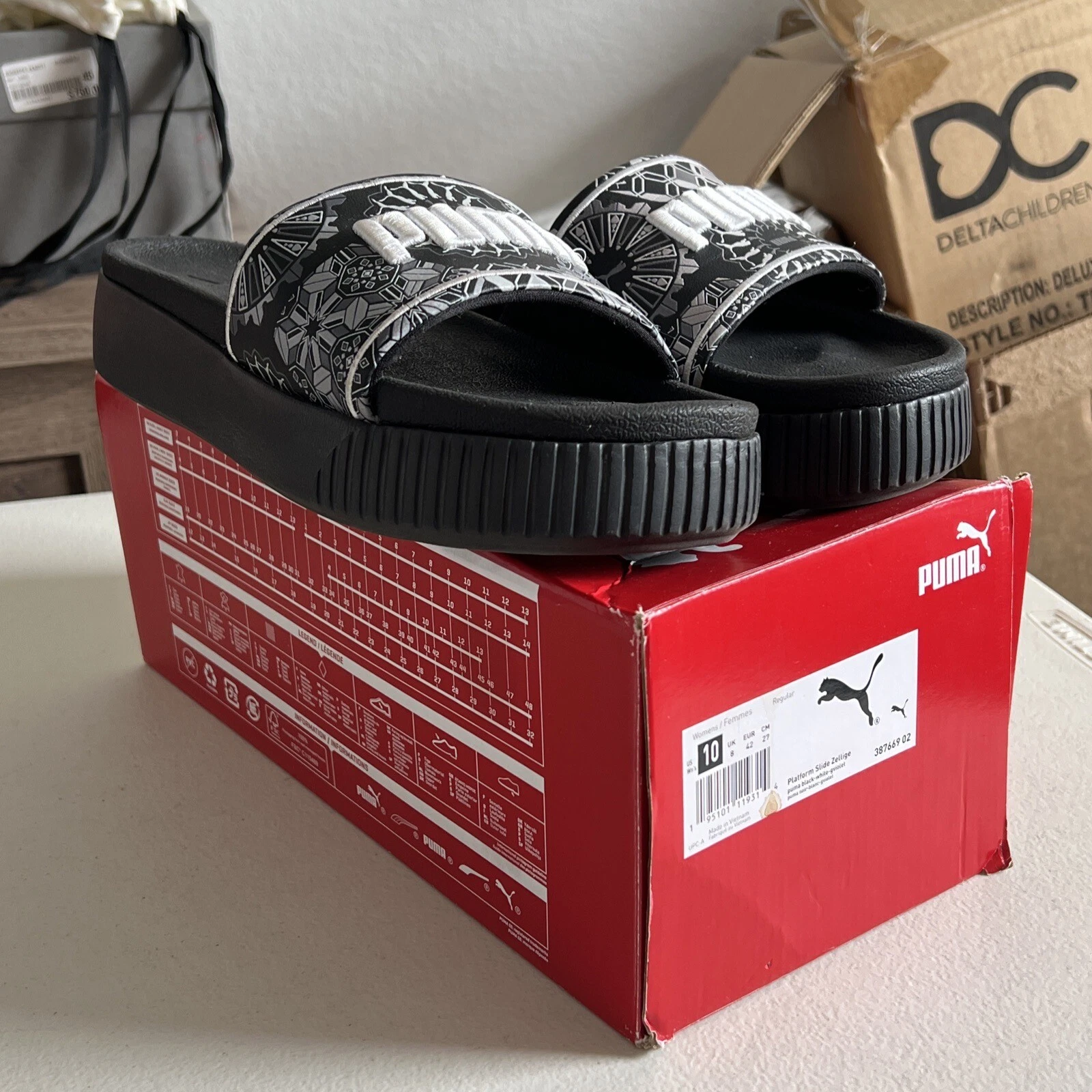 Scarpe Puma da donna taglia 10 Puma Zellige plateau slide Puma nero bianco giovioletto