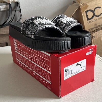 Women's sz10 Puma Shoes Puma Zellige Platform Slide-Puma Black/White/Gioviolet