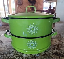 Vintage Green Enamel COUNTRY COOKERY Double Boiler Sterno Inc.