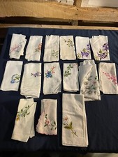 Vintage Hand Embroidered Hankerchiefs Set Of 15