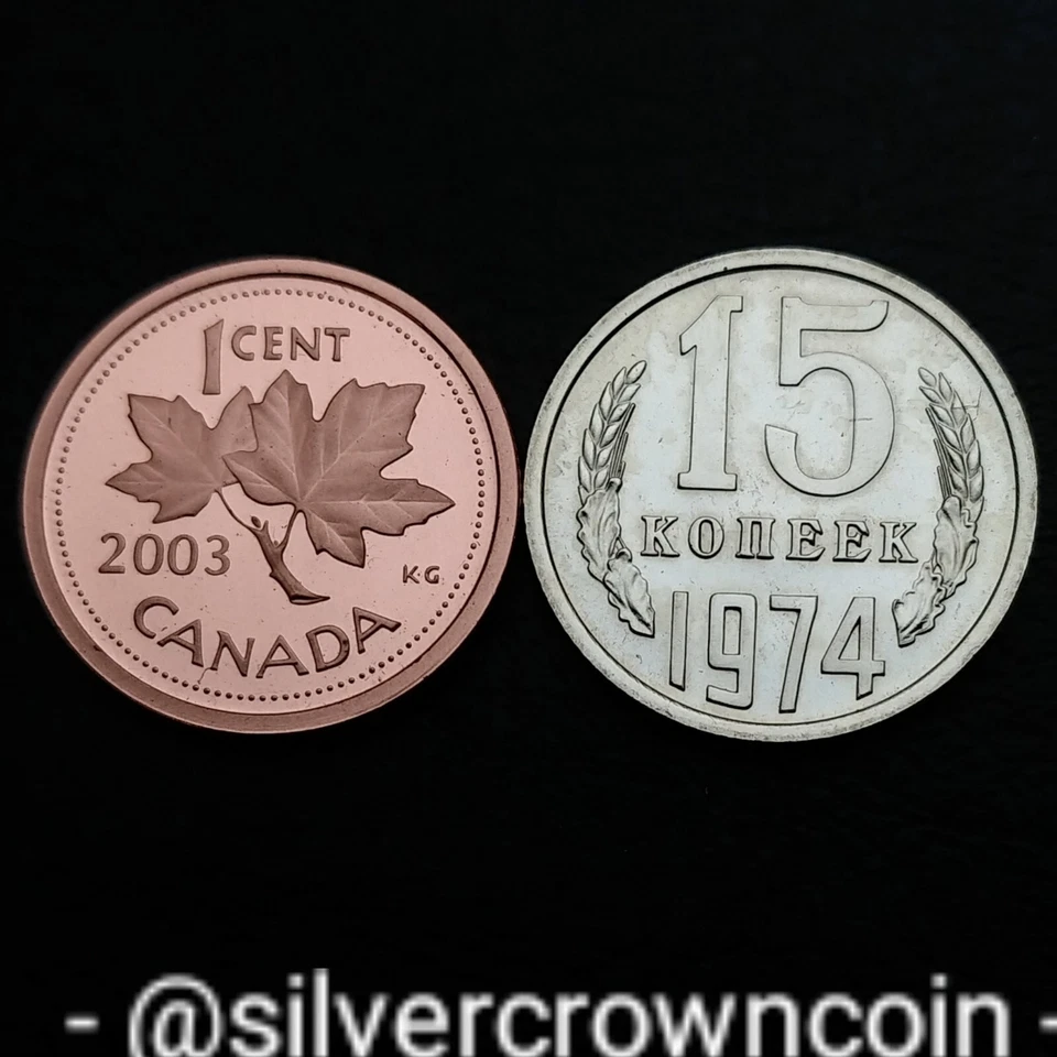 USSR 15 Kopeks 1974. Y#131. Proof Like. Fifteen Cents coin. 15 Kopeek. BU. UNC.  - Image 3 of 4