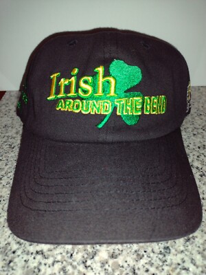 Black Baseball Cap w/ Irish Shamrock & ''Irish Around The Bend'' Saying, NEW.