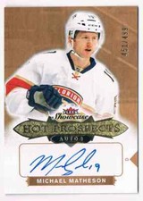 2016-17 FLEER SHOWCASE RC AUTO'S MICHAEL MATHESON ROOKIE AUTO 451/499 FLORIDA