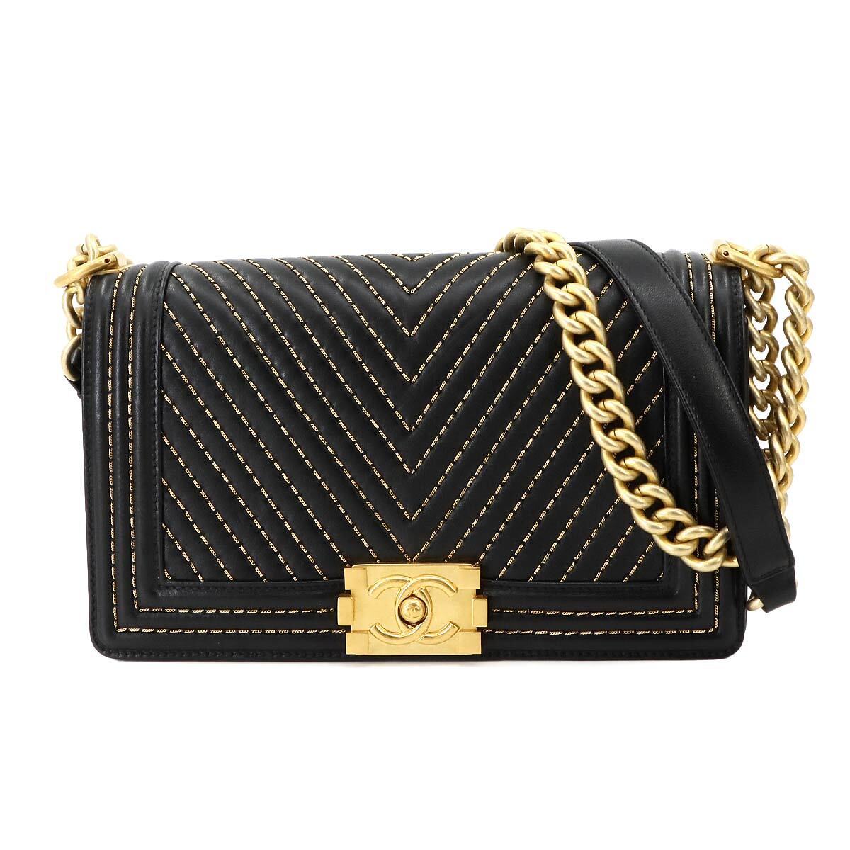 CHANEL Boy Chanel Chain Shoulder Bag Leather Black A67086 CHANEL Boy Chanel Chain Shoulder Bag Leather Black A67086