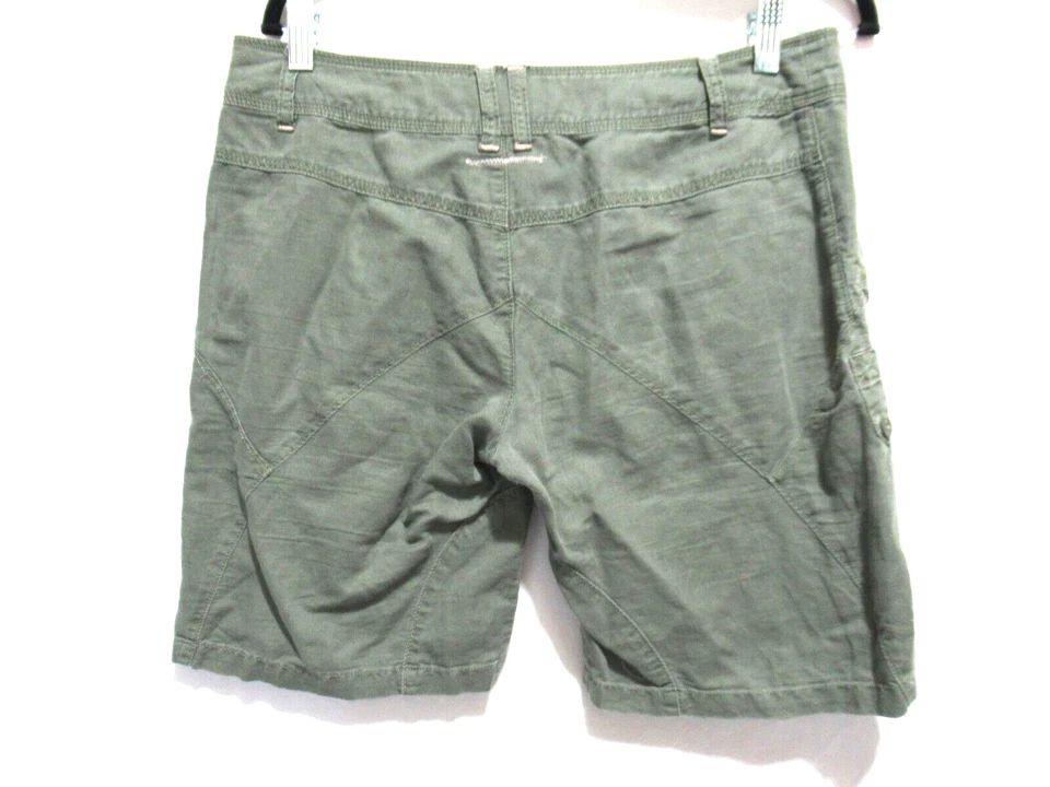 Bermudas para mujer Free People talla 6 verde militar mezcla algodón/lino Foto 3 de 4