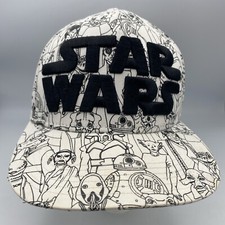 Star Wars Lucasfilm Embossed SnapBack Hat Cap White Black Character