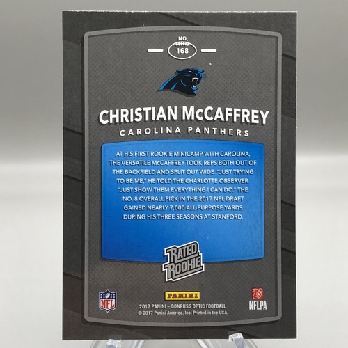2017 Christian McCaffrey Donruss Optic #168 Rated Rookie Card RC - Picture 2 of 3