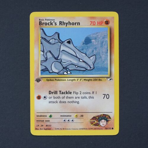 BROCK'S RHYHORN Gym Heroes 1ST EDITION  Pokemon Card 70/132 - Picture 1 of 10
