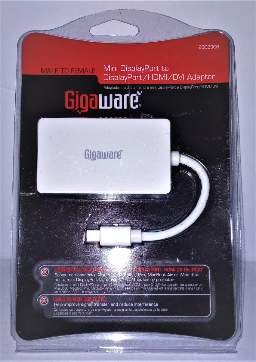 Gigaware Male to Female Mini Display Port to Display Port HDMI DVI Adapter  - New