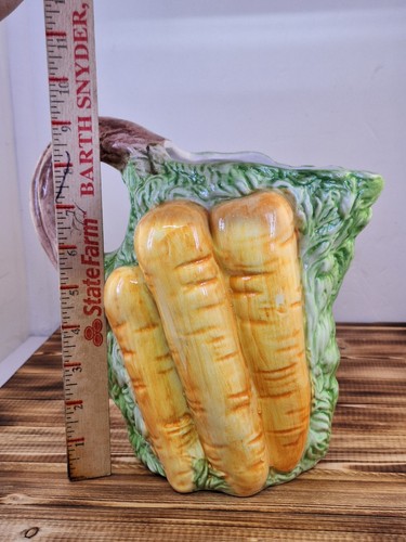 Vintage Italian Bassaro Pitcher Ceramic Hand Painted Pottery Carrots Vase (SH2) - Picture 13 of 15