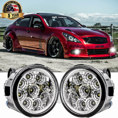 Pair of Bumper White LED Fog Light Driving Lamps For NISSAN ROGUE 2011-2013