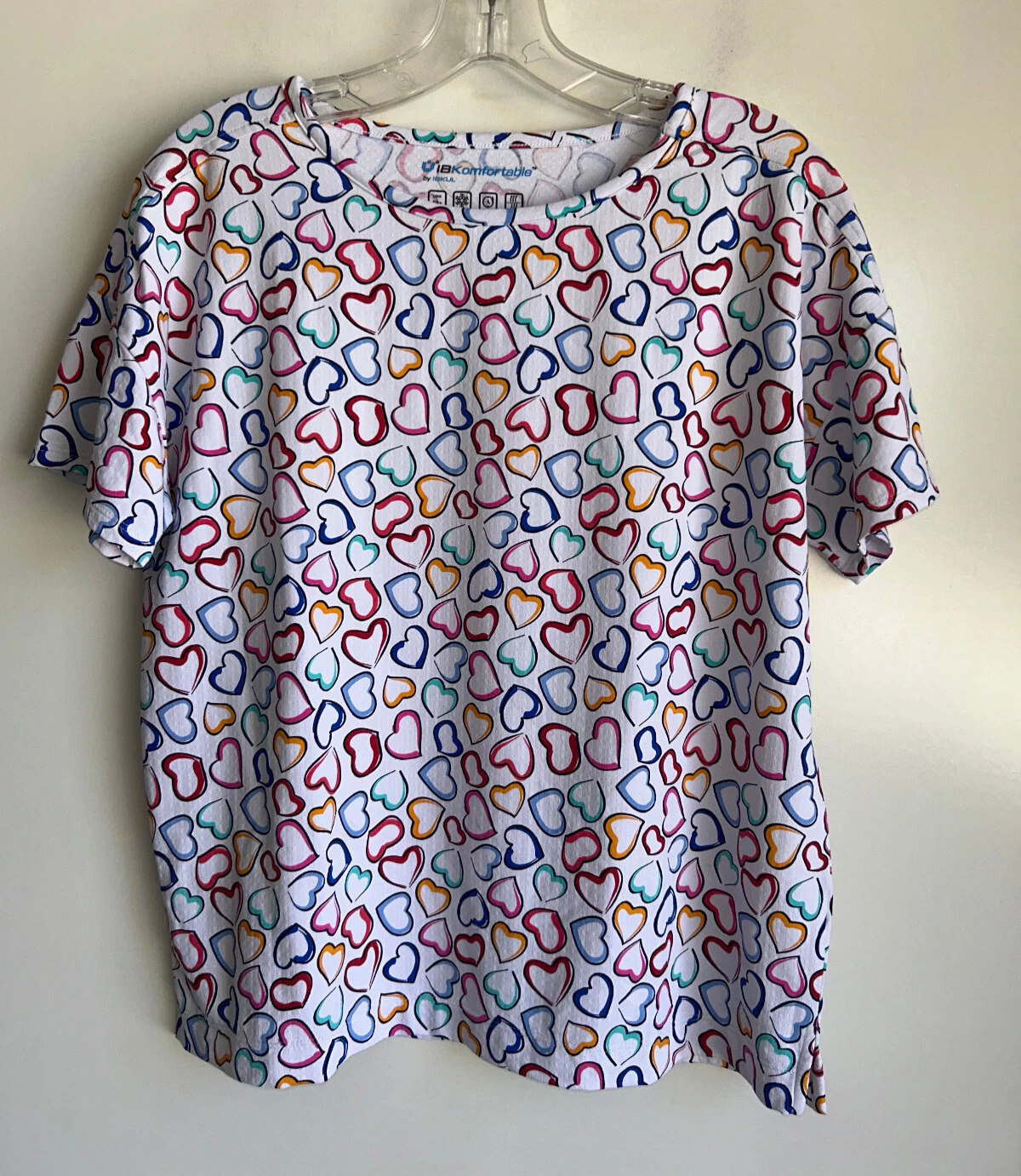 IBKUL IBKomfortable Amara Heart Print UPF Quick Dry Shirt Women's Small