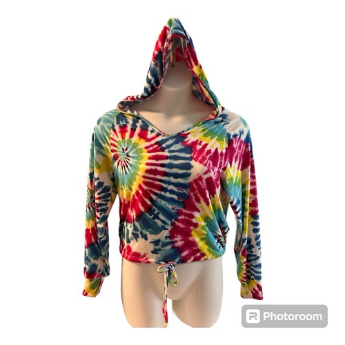 Tie Dye Cropped Hoodie Large Almost Famous leichtes Langarm T-Shirt weich