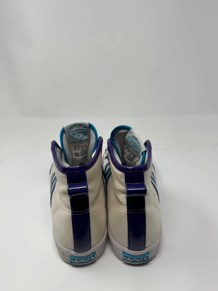 Adidas NZA Shell Mid NBA Blanco/Púrpura/Azul Súper Raro Mujer 7.5 Zapatos 2009 Usados en Excelente Condición Foto 3 de 4
