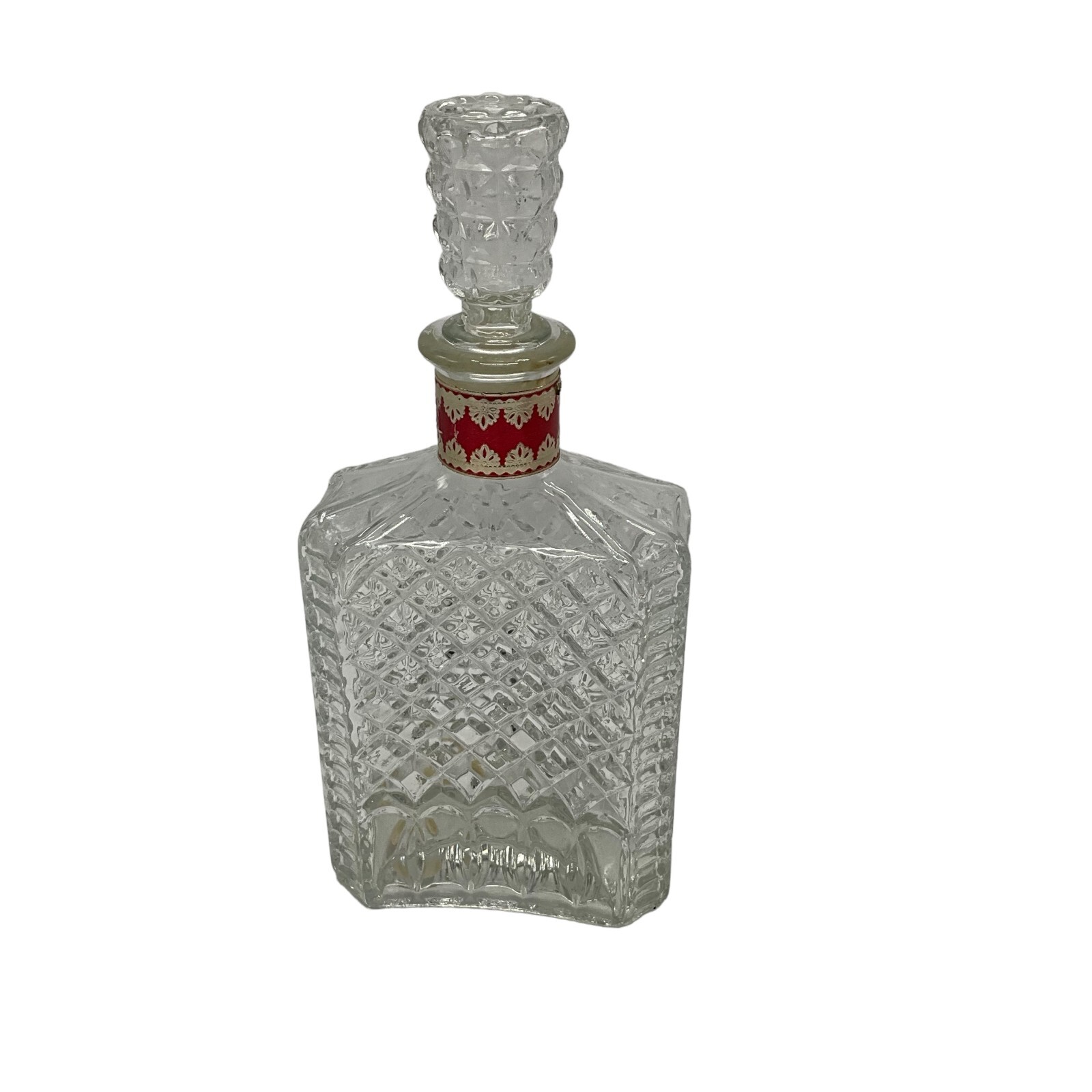 Vintage MCM Cut Glass Whisky Decanter Crystal Barware Regencycore Liquor-image