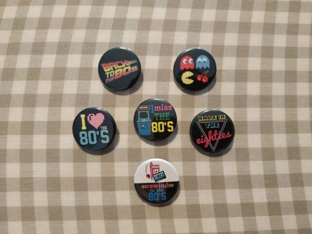 6 x I Love The 80&#039;s buttons (1&#039; inch 25mm badges pins retro vintage)