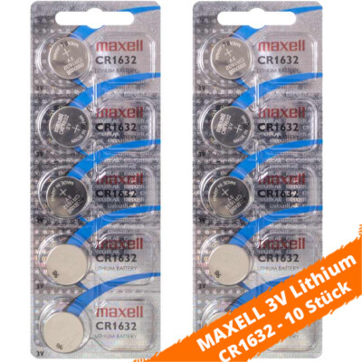 10 x Maxell CR 1632 Lithium Batterien 3V Knopfzellen DL1632 Blister CR1632