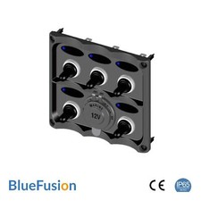 12V Bateau / Rv Bouton Panneau Interrupteur,5 Gang + Puissance Prise,IP Classé -