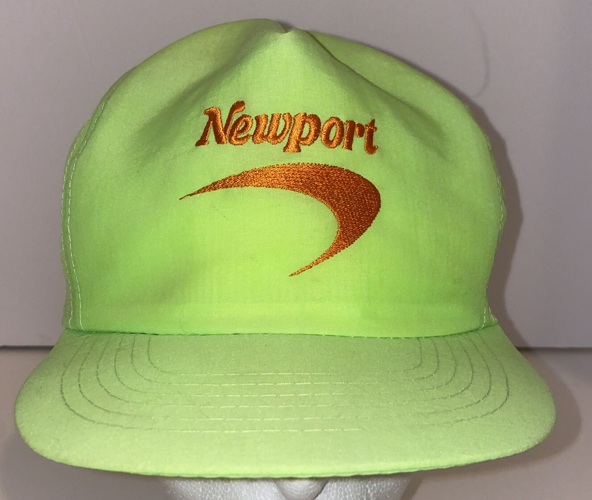 newport cigarette hat Vintage Newport Cigarettes 90's Neon Green Nylon Snapback Hat