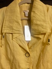 NWT Chico's Sz 2 Cotton/Linen Jacket Oceanic Isle Golden Haze