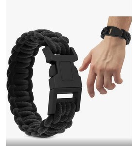 Paracord Bracelet - Black Tactical Survival Bracelet for Men 