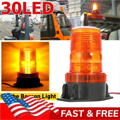 30LED Amber Rotating Light Strobe Flash Rooftop Beacon Warning Emergency 12V-24V