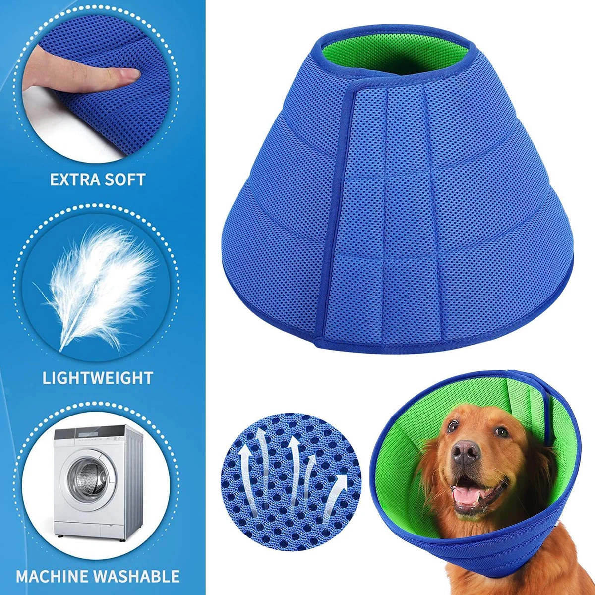 Dog Cone Collar Breathable Neck Collar Stop Licking Comfy Elizabethan Collar  | eBay
