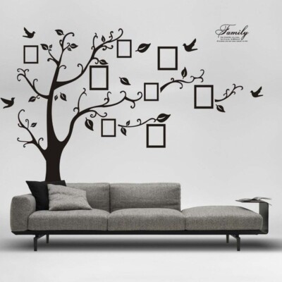 Black 3D DIY Photo Tree PVC Wall Decals Adhesive Tunisia - View #2