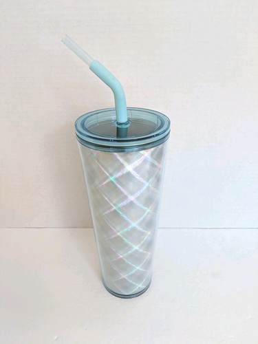 Starbucks 2024 Silver Holographic Fun Straw 24 Oz Cold Cup Tumbler Neu Versand 🆓 - Bild 2 von 8