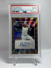 2025 Panini Donruss Signature Series Albert Pujols #SG-APJ Gold Laser /10 PSA 8