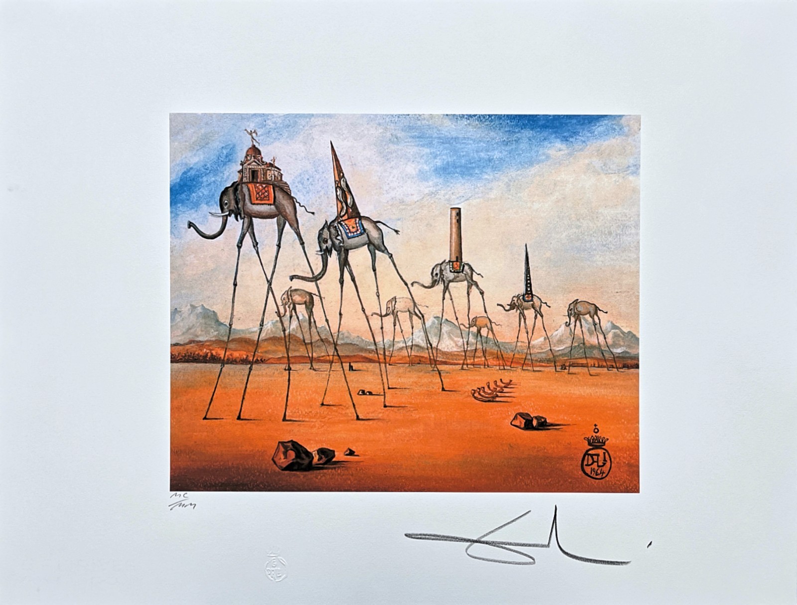 SALVADOR DALÍ - Elefanten Giraffe - signiert, limitierte Auflage, 66 x 50 cm