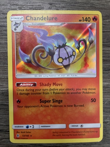 x1 Chandelure - 13/145 - Holo Rare Pokemon TCG CARD SM2 Guardians Rising M/NM