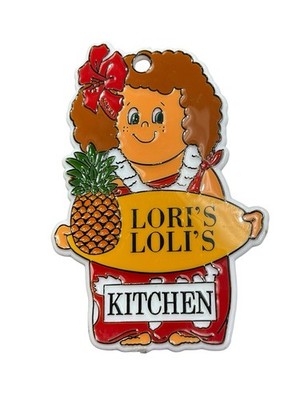 Vintage 1985 Lori s Kitchen Hawaiian Theme Plastic Refrigerator Magnet