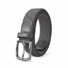 Mens Belt,Elastic Belt Stretch,Braided Woven 36"-40" Waist Adjustable Grey