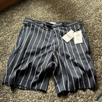BNWT Reiss ‘Lake’ 30” Blue White Preppy Striped Side Adjuster Shorts RRP £88 - Image 1 of 4