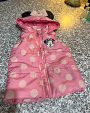 Disney Minnie Mouse Pink Polka Dot Hooded Insulated Full Zip Vest 2T