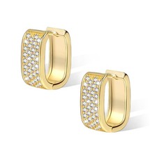 925 Sterling Silver Earrings for Women Small Chunky Silver Earrings Cubic Zir...