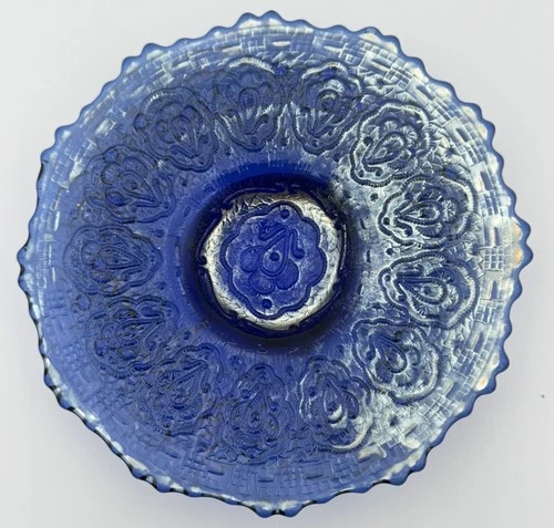 Vintage Fenton Persian Medallion Pattern Cobalt Blue Carnival 6.25" Glass Plate