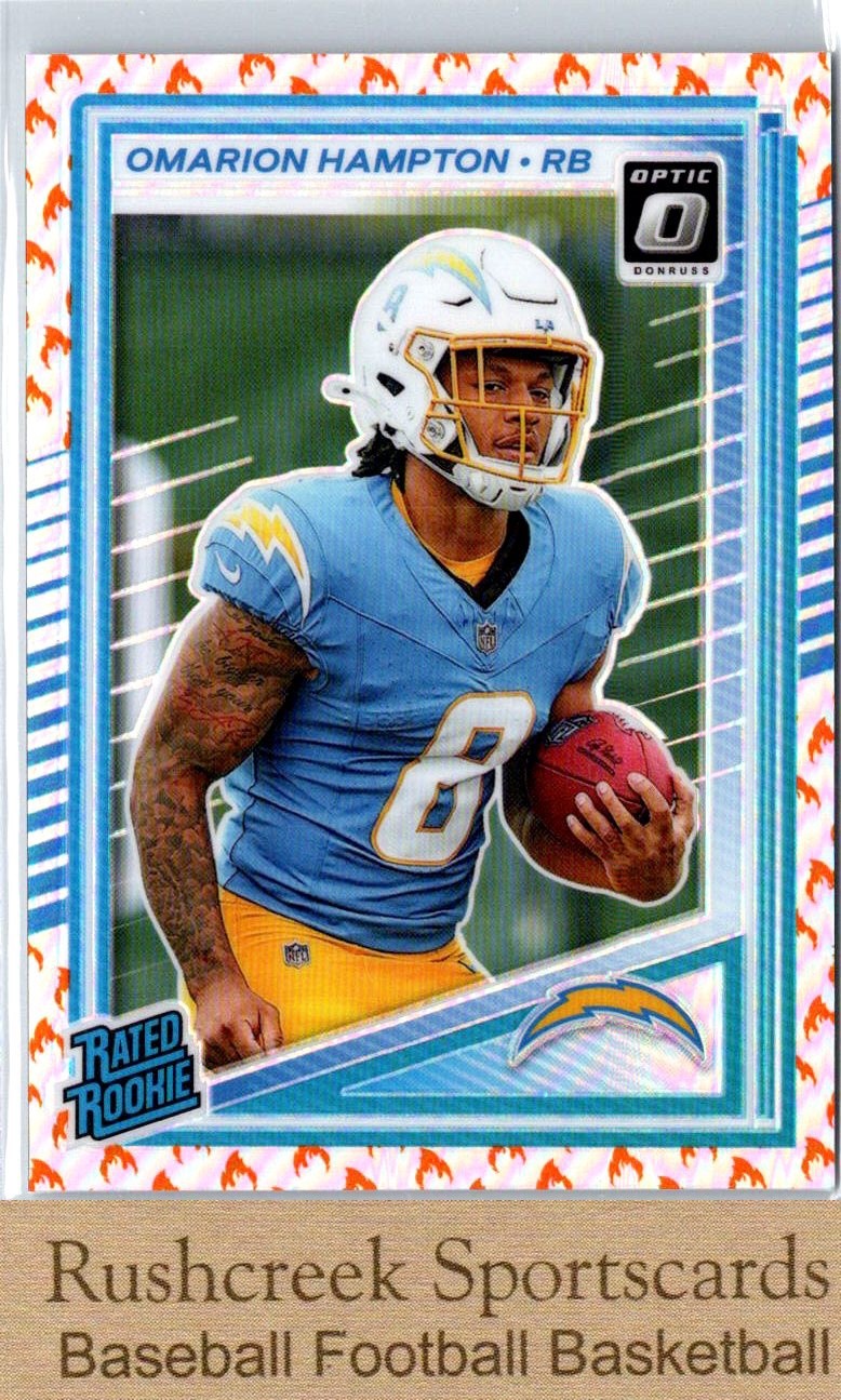 2025 Donruss Optic #212 Omarion Hampton RC Rookie Prizm Fire Emoji