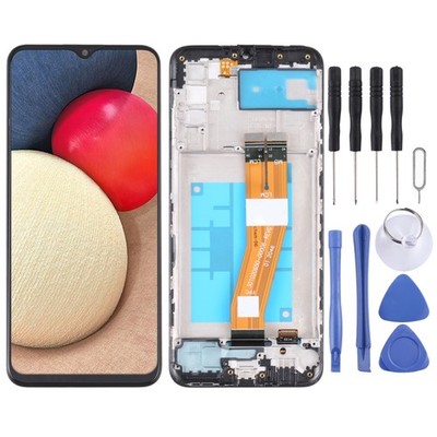 Ersatz LCD Bildschirm und Digitizer Baugruppe mit Rahmen für Galaxy A02S