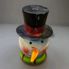 VTG Whimsical Metal Snowman Top Hat Table Christmas Xmas Decor Ornament 