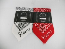 Lot of 2 Personalized KIM Red  White Paisley Cotton Bandanas USA