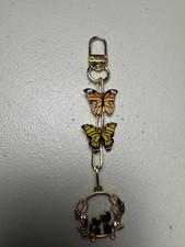 Handmade Keychain/Charm/Gold Toned/ Butterfly/Flower/Cat