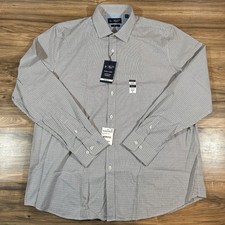 Penguin Munsingwear Mens XL Slim White/Blue Long Sleeve Button Up Shirt