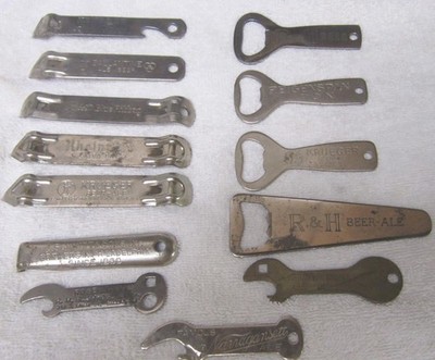 (13) VINTAGE BEER CAN & BOTTLE OPENERS-SCHMIDTS-FRIGENSPAN-NARRAGANSETT-KRUEGER