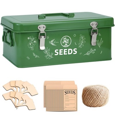 Seed Storage Box, Seed Storage Organizer with Garden String, 30 Seed Envelope...