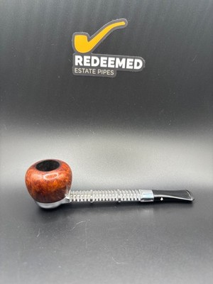 Dr Grabow Viking Falcon-Style Smooth Briar Bowl Aluminum Frame Metal Estate Pipe