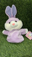Bunny Rabbit Hand Puppet Purple Plush Toy 8in Four Star International Trading Co