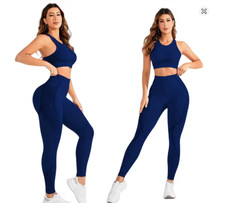Women's Seamless Yoga Set High Waist Leggings Crop Top Gym Fitness Outfit